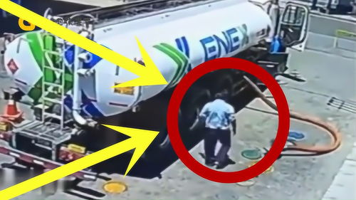 生死一瞬间 输油罐车突发险情，司机紧急应对避免灾难